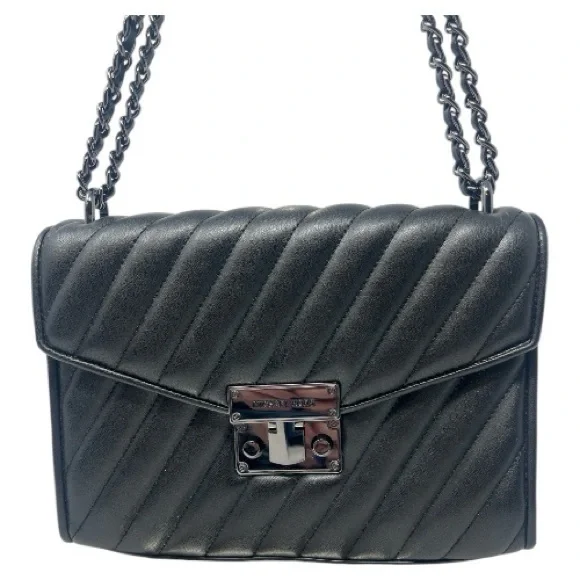 Michael Kors Rose‎ Quilted Shoulder Bag Black Medium - Picture 3 of 12